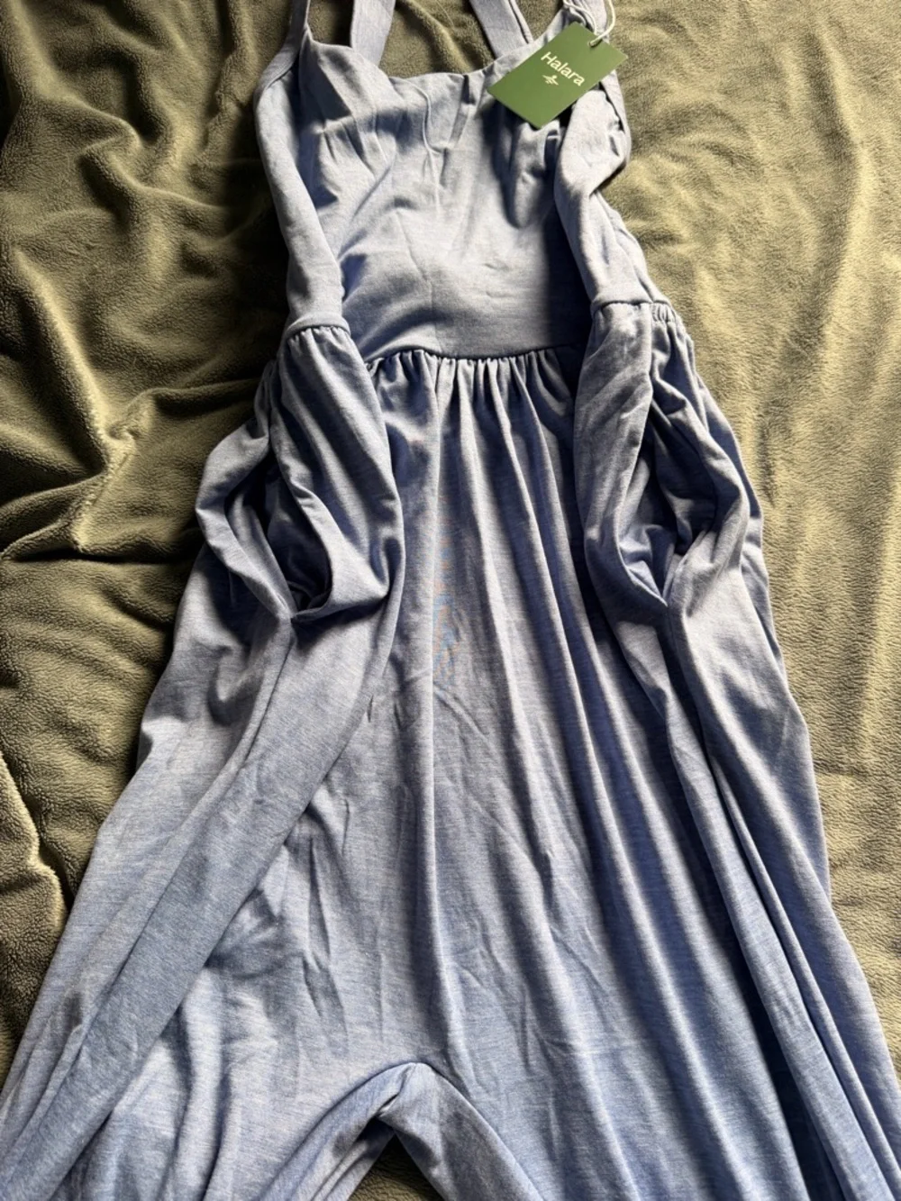 Halara U Neck Pocket Harem Casual Jumpsuit-Easy Peezy Cross-Back Jumpsuit Medium - Picture 9 of 9